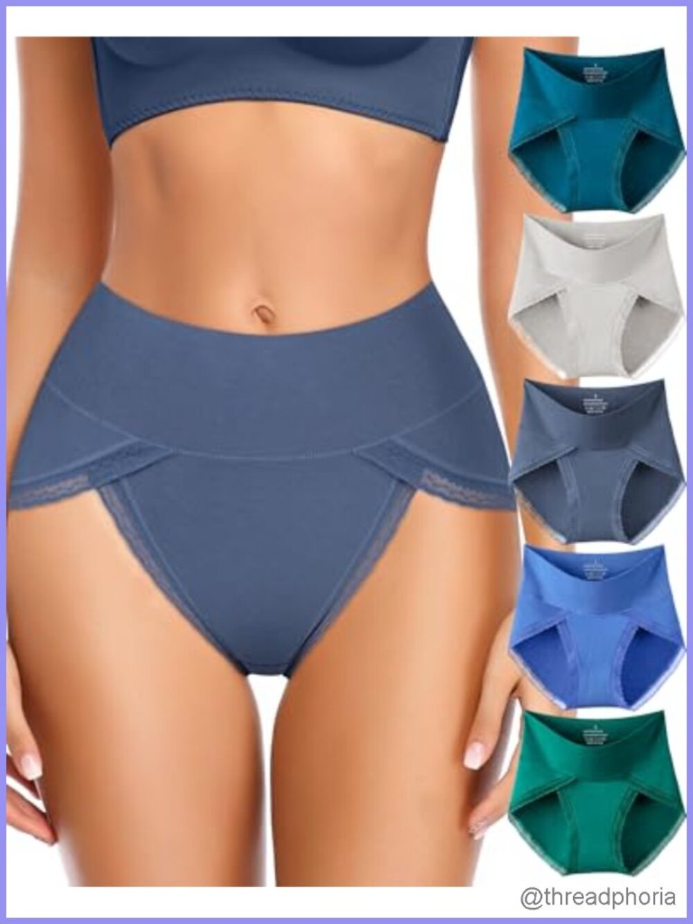 Women's High Waisted Full Coverage Cotton Briefs 5 Pack Tummy Control